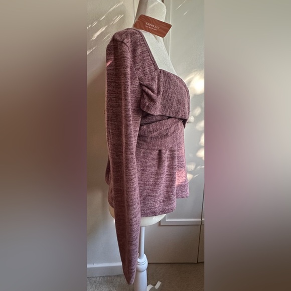 SHEIN purple color long sleeve sweetheart neckline in the front blouse- 2XL NWT - Picture 2 of 6